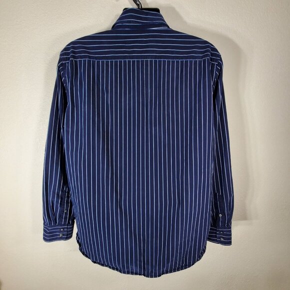 American Eagle Mens Blue & White Striped Shirt XL Button Down Premium Vtg Fit - Picture 2 of 10